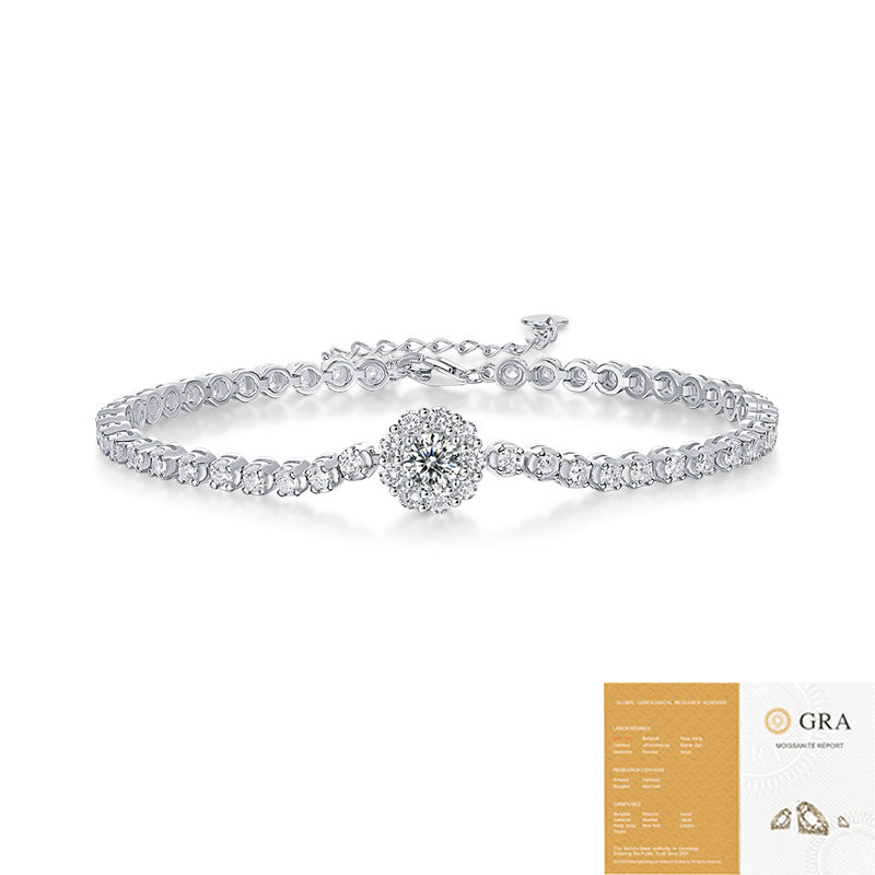 S925 silver moissanite bracelet European and American bracelet